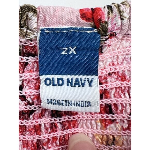 Old Navy Pink Floral Smocked Balloon Sleeve Mini Dress Sz 2XL Coquette Babydoll - Picture 6 of 13